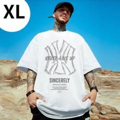 人気商品★オーバーサイズ　Tシャツ　メンズ　バックプリント　白　ストリート　XL