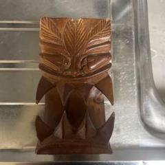 木製トライバルアート彫刻 動物の顔