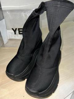 中古品　yello スニーカーブーツ　ダブルソール　ブラックスエード　Lサイズ YELLO / TOKYO BLACK DOUBLE SNEAKER SHORT BOOTS