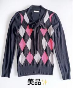 【美品】⭐️冬物セール⭐️アーガイル リボン ニット セーターM長袖
