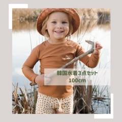 キッズ 水着 男の子 100 ラッシュガード ブラウン長袖 ストライプ