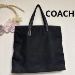 COACH トートバッグ 7418 A4可 ナイロン×レザー 黒