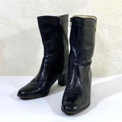 [本革]リズラフィーネ RIZRAFFINEE レザー ハーフブーツ 黒 ジップ