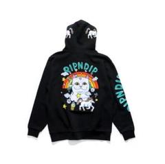 A4.RIPNDIP リップンディップ 猫 ユニコーン パーカー ブラック Lのサムネイル