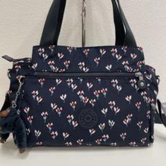 ✨極美品✨ KIPLING キプリング ハンドバッグ ナイロン 花柄 ブルー イゼラー(ブルーフラワープリント): アウトレットキプリング