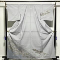 D306 夏着物　訪問着　笠松　グレー　絽　ポリエステル洗える着物　未使用極美品