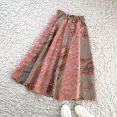 着物リメイク ロングスカート フレア 12枚はぎ パッチワーク