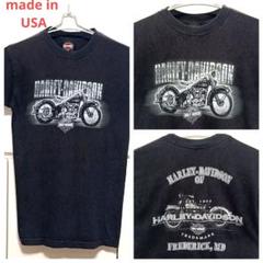 美品★USA製　ハーレー ダビットソン　両面プリント　Tシャツ　フェードブラック