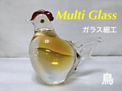 マルティグラス 鶏 雄雌 ガラス細工 硝子 日本製 インテリア 金彩