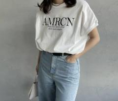 Americana JEANS FACTORY ラウンドヘム ロゴTシャツ