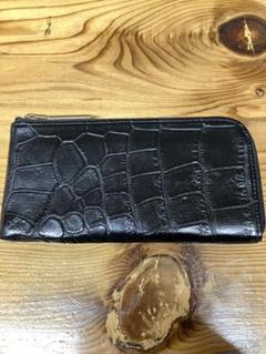 特価★JRAマーク入り✴クロコダイル二つ折り財布✴黒ブラックツヤありシャイニング 特価☆JRAマーク入り✴クロコダイル二つ折り財布✴黒ブラック