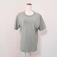MUJI【S】半袖Tシャツ　くすみグリーン系　無地　ラウンドネック　綿