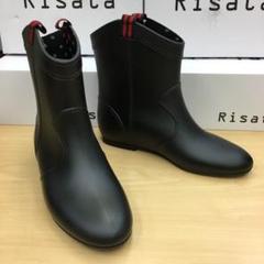 新品 LLサイズ 24.0-24.5cm 完全防水 ショートレインブーツ 黒婦人