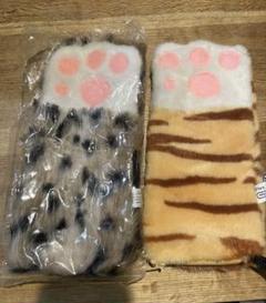 昭和レトロ　平成レトロ　肉球ポーチ　ケータイ入れ　猫　ヒョウ柄　y2k
