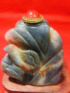 天然石 瑪瑙 鼻煙壺「花鳥」