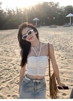 春のお出かけに❤️タイトロングホルタートップス