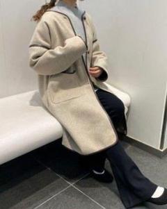 【イング】INGNI✨新品未使用✨ノーカラーロングコート　アイボリー ゆったり 2025年最新】イング レディース ロングコートの人気アイテム