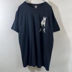 T-197 GILDAN dog プリント ブラック Tシャツ L