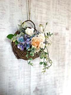 インテリア§紫陽花とバラの壁掛けアレンジメント