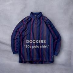 DOCKERS 90sUSA製poloshirt L/S ストライプ ポロシャツ