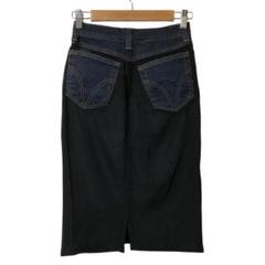 特価ブランド D&G 切替 デニムスカート シースルー 26/40 インディゴ 黒 スカート