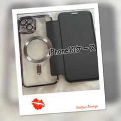 iPhone13ブラック◎推し活向け透明背面手帳型ケース　黒　ワイヤレス充電