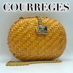 courreges クレージュ ベージュ編み込みかごショルダーバッグ クレージュ ショルダーバッグ ハート ラタン カゴバッグ