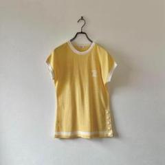 古着 日本製 パイピングニット 刺繍 ボタン マリン レトロポップ リネン 麻