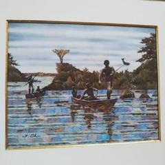 希少 モルフォ蝶 貼り絵 芸術品 蝶画 千葉修也作 アマゾン 1990年
