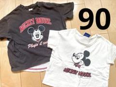 ディズニー　バースデイ　半袖Tシャツ　2枚セット　レトロミッキー 白黒