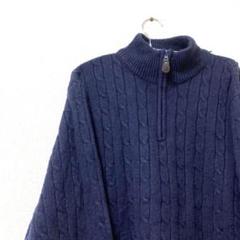 Croft&barrow ネイビー　セーター ニット　メンズ　ハーフジップ