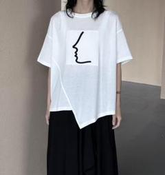 カジュアル オシャレ Tシャツ イレギュラー トップス プリント シンプル