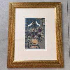 早川義孝油彩画 サインあり F6 早川義孝 『花と鳥と』 シルクスクリーン 額装 直筆サイン