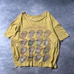 Q26 古着80s復刻RollingStones バンドTシャツ　黄フェード