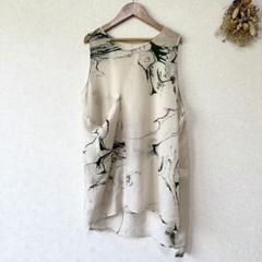 Y'S ヨウジヤマモト マーブル ノースリーブワンピース カットソー アイボリー Y'S ヨウジヤマモト マーブル ノースリーブワンピース