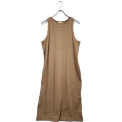 GU ワンピース 3XL ベージュ ノースリーブ リブ素材 ストレッチ おでかけ