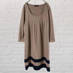 GLISSE♡グリッセ 長袖カットソーワンピース ブラウン L ロング丈 古着