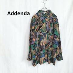 Addenda ▶ 派手柄ブラウス サイズ不明 緑 黄色 青 総柄