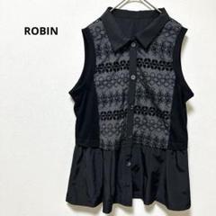 ROBIN ノースリーブ　ブラウス　チュニック　韓国　ペプラム　レースシャツ