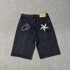 新品 未使用 タグ付き 刺繍 ブラックデニム ショートパンツ セール】【ジュニア対応】刺繍デニムショートパンツ（デニム