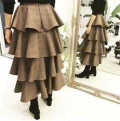 tsurubymarikooikawa ティアードチェックスカート36