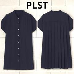 PLST☆プラステ☆クレープジョーゼットバックプリーツ半袖ブラウス チュニック PLST(プラステ)公式 | クレープジョーゼットバックプリーツ