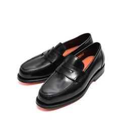 Santoni ペニー ローファーアンティークドレザーグッ オレンジインソール