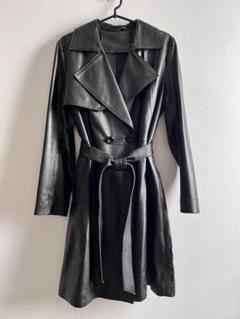 極美品　オールレザー　トレンチコート　ロング　ベルト　牛革　本革　L ブラック 2025年最新】レザートレンチコートの人気アイテム - メルカリ