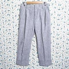 JOSEPH☆クロップドパンツ　スラックス　日本製　麻　綿　ストライプ　グレー