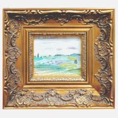 ☆小野州一☆「富良野風景」水彩画　色紙135X120ｍｍ　新品額！ ☆小野州一☆「富良野風景」水彩画 色紙135X120mm 新品額