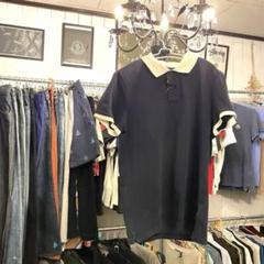 ♯133 MONCLERモンクレールポロシャツ袖プリントロゴワッペン半袖メンズM