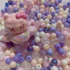 ニコニコDIYにこる＊アクリルビーズ＊紫系＊ピンク＊パステル＊キティ