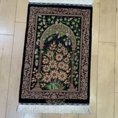 約60x40cmペルシャ絹ミニマット(61)クム産・玄関・ 約60x40cmペルシャ絹ミニマット(61)クム産・玄関・