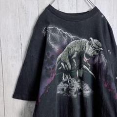 【冬バーゲン★特別送料無料！】 お宝古着】90s Hanes 恐竜 ティラノサウルス スミクロ Tシャツ トップス